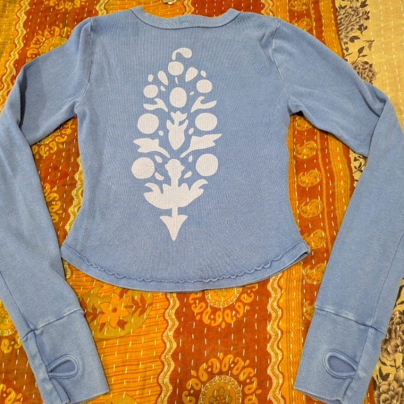 NWT Free People FP Movement Ribbed Long Sleeve Logo Baby Tee in Easter Egg 🐣 S - Picture 5 of 9